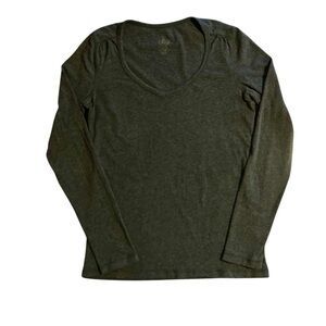 JACOB Charcoal Gray V-Neck Long Sleeve Tee Women’s Medium Minimalist Classiccore